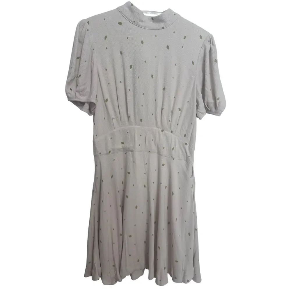 Free People NWT Abbie Printed Fit and Flare Ivory Mini Dress Size 8